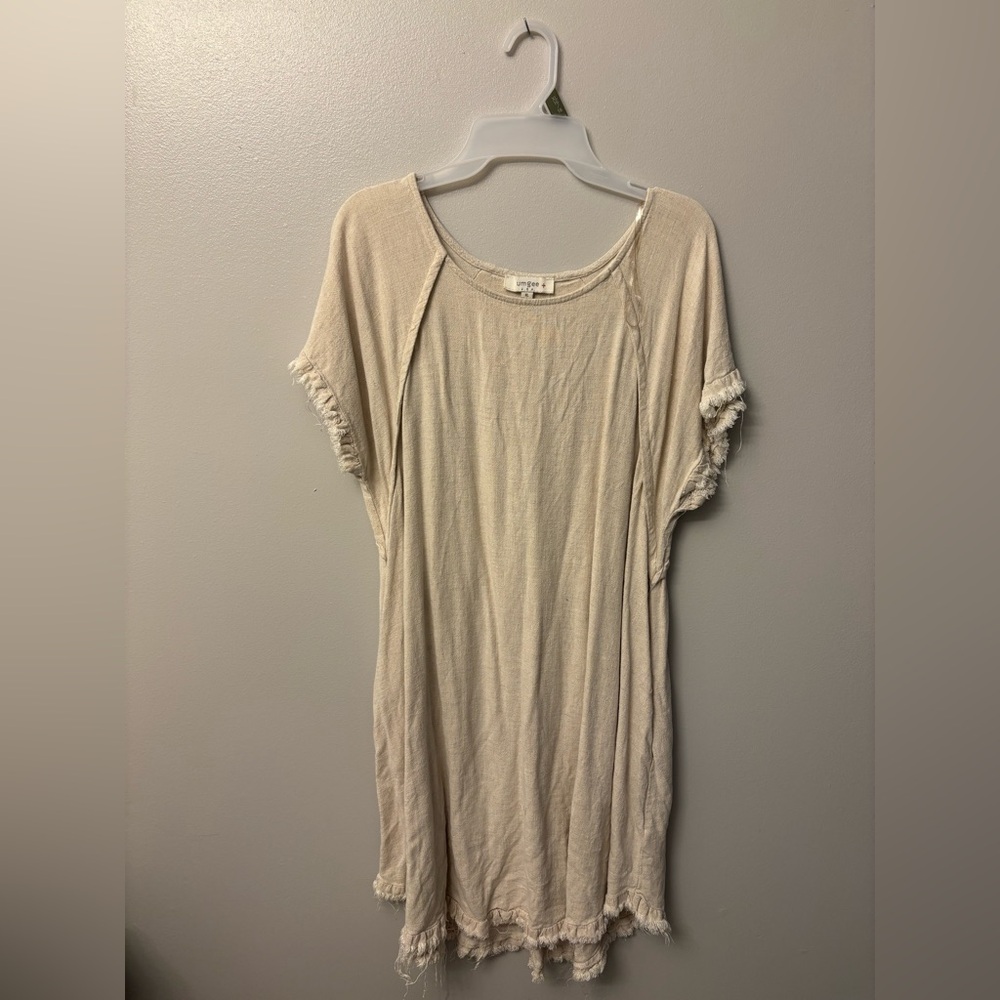 Women's Cream dress with Frayed Edges